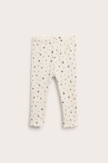 Baby white floral ribbed leggings