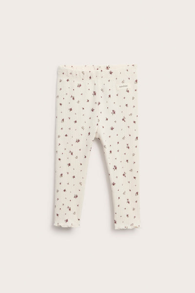 Baby white floral ribbed leggings