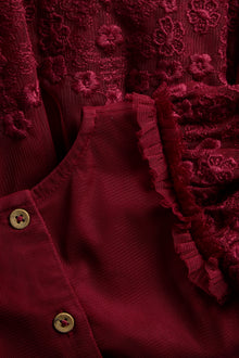 Baby red mesh dress with embroidery