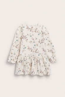Kids white floral dress with ruffle sleeves