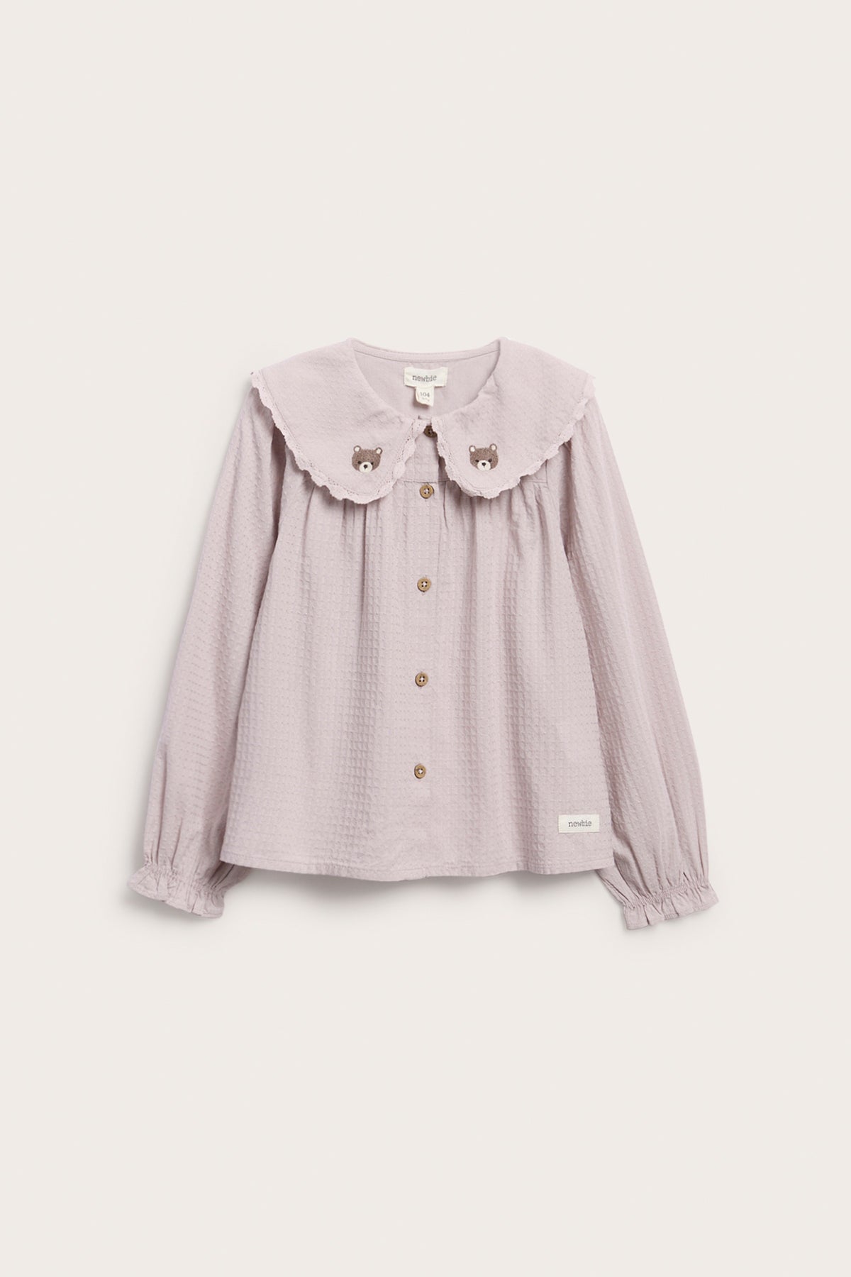 Kids beige blouse with lace collar
