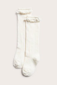 Kids white lace knee socks