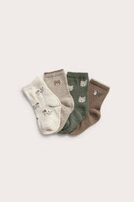 Baby 4-pack teddy bear print socks