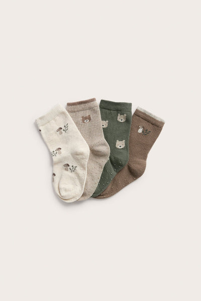Kids 4-pack socks with forest motif