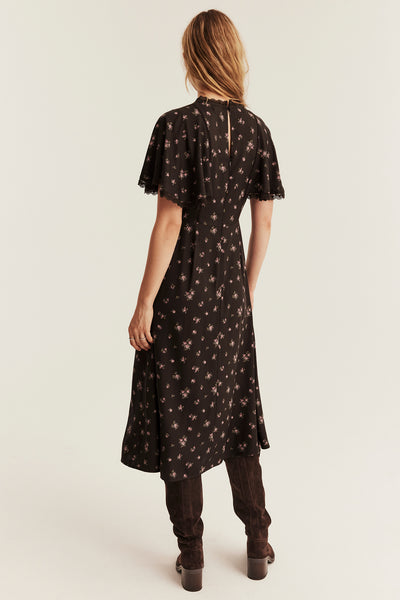 Women's dark brown floral dress