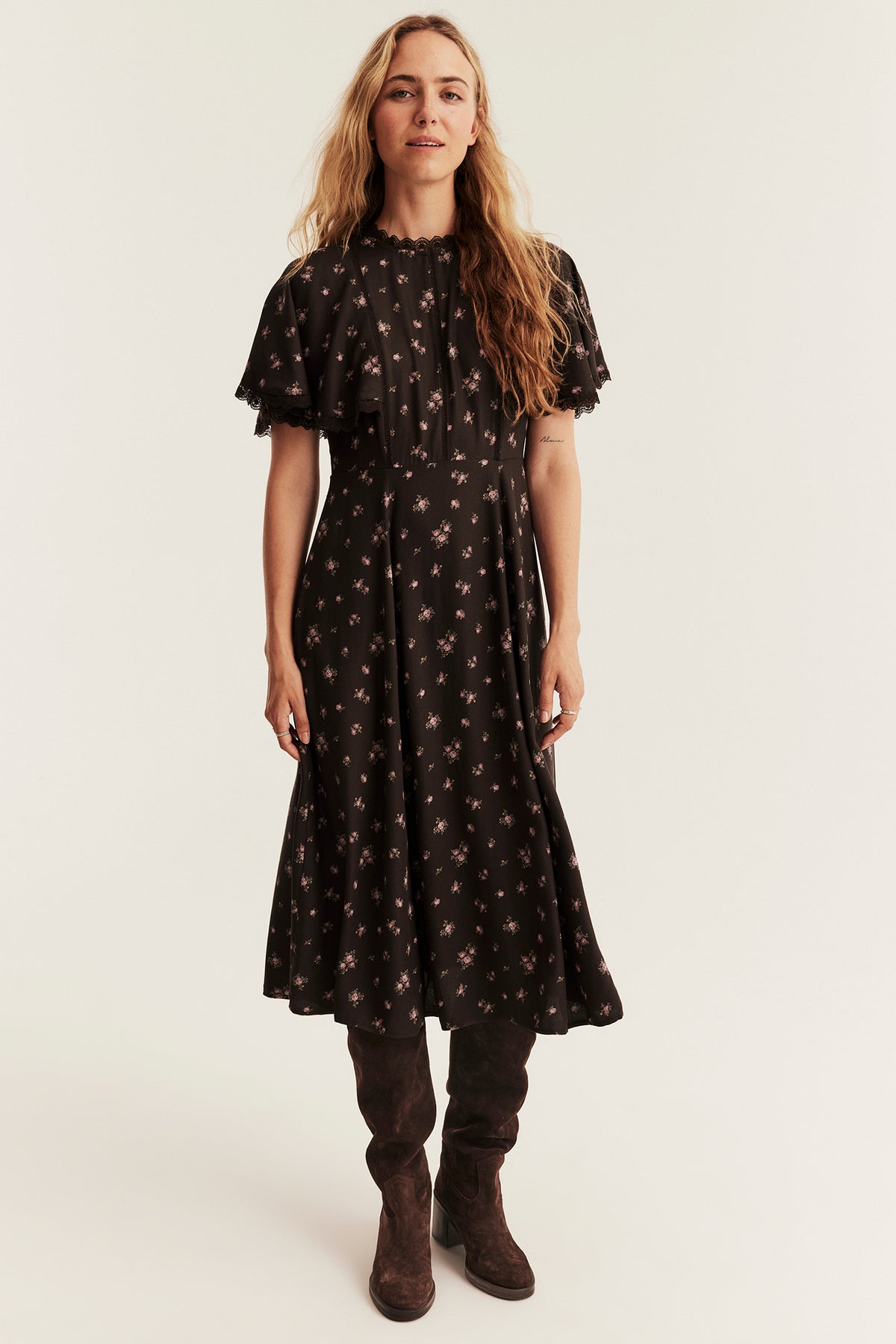 Women's dark brown floral dress