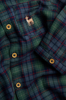 Baby green checked shirt bodysuit with collar