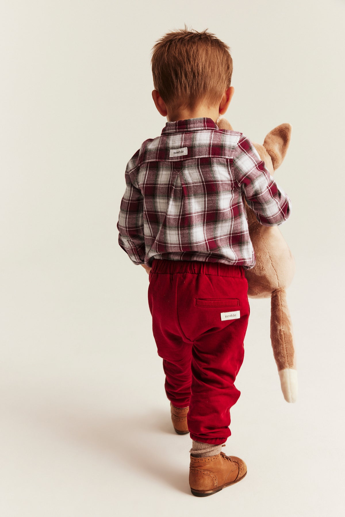 Baby red & white checked shirt bodysuit