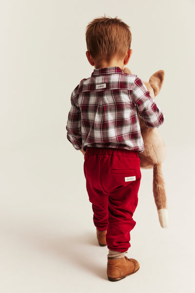 Baby red & white checked shirt bodysuit