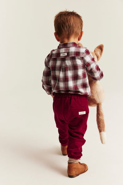 Baby red & white checked shirt bodysuit