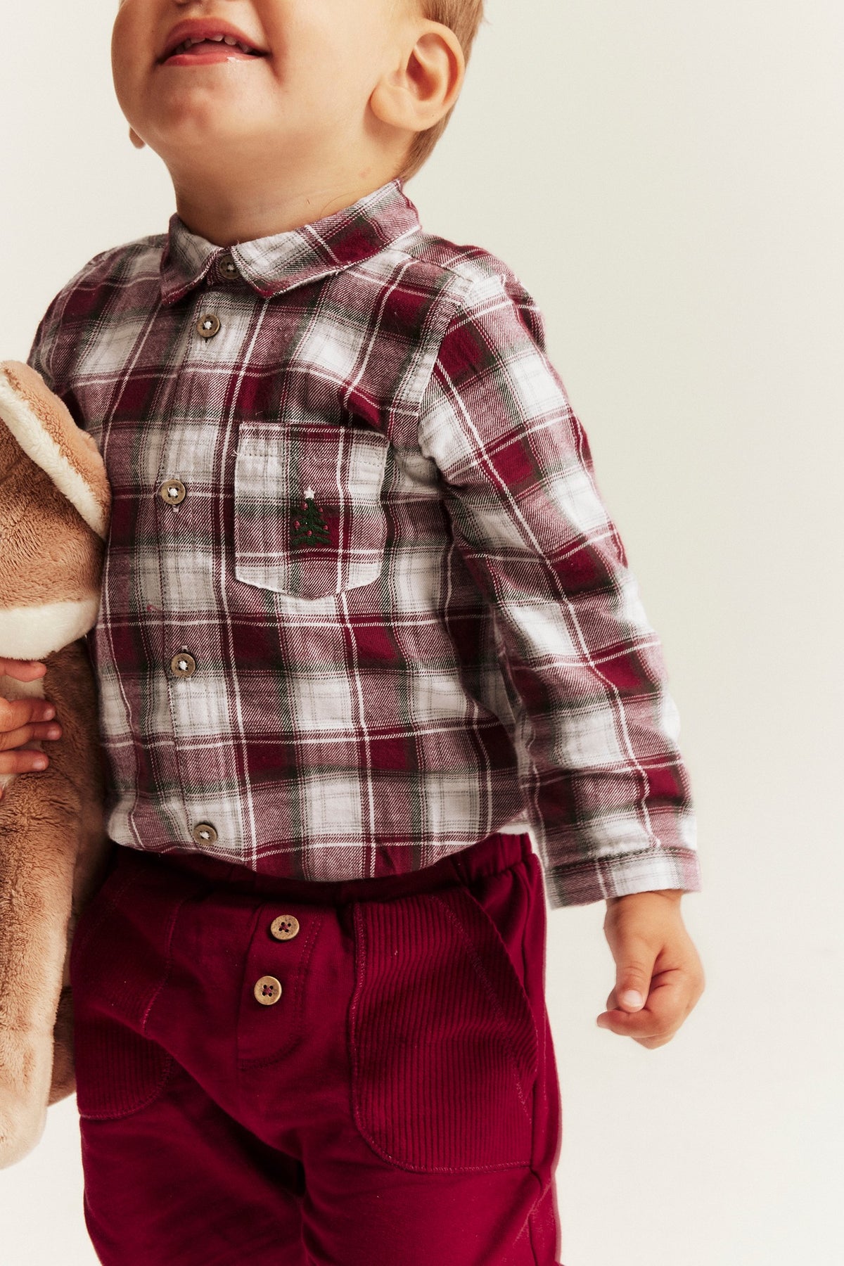 Baby red & white checked shirt bodysuit