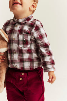 Baby red & white checked shirt bodysuit