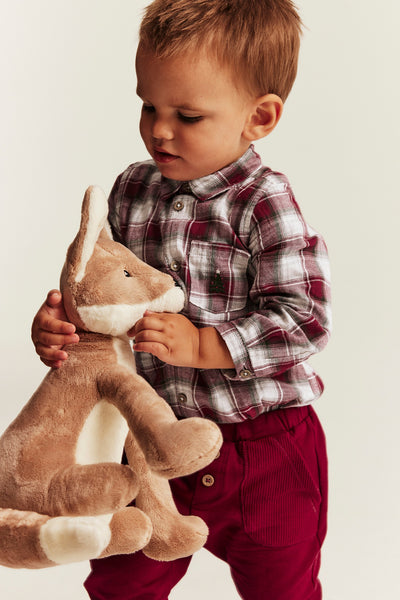 Baby red & white checked shirt bodysuit