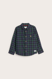 Kids green checked Christmas shirt with collar
