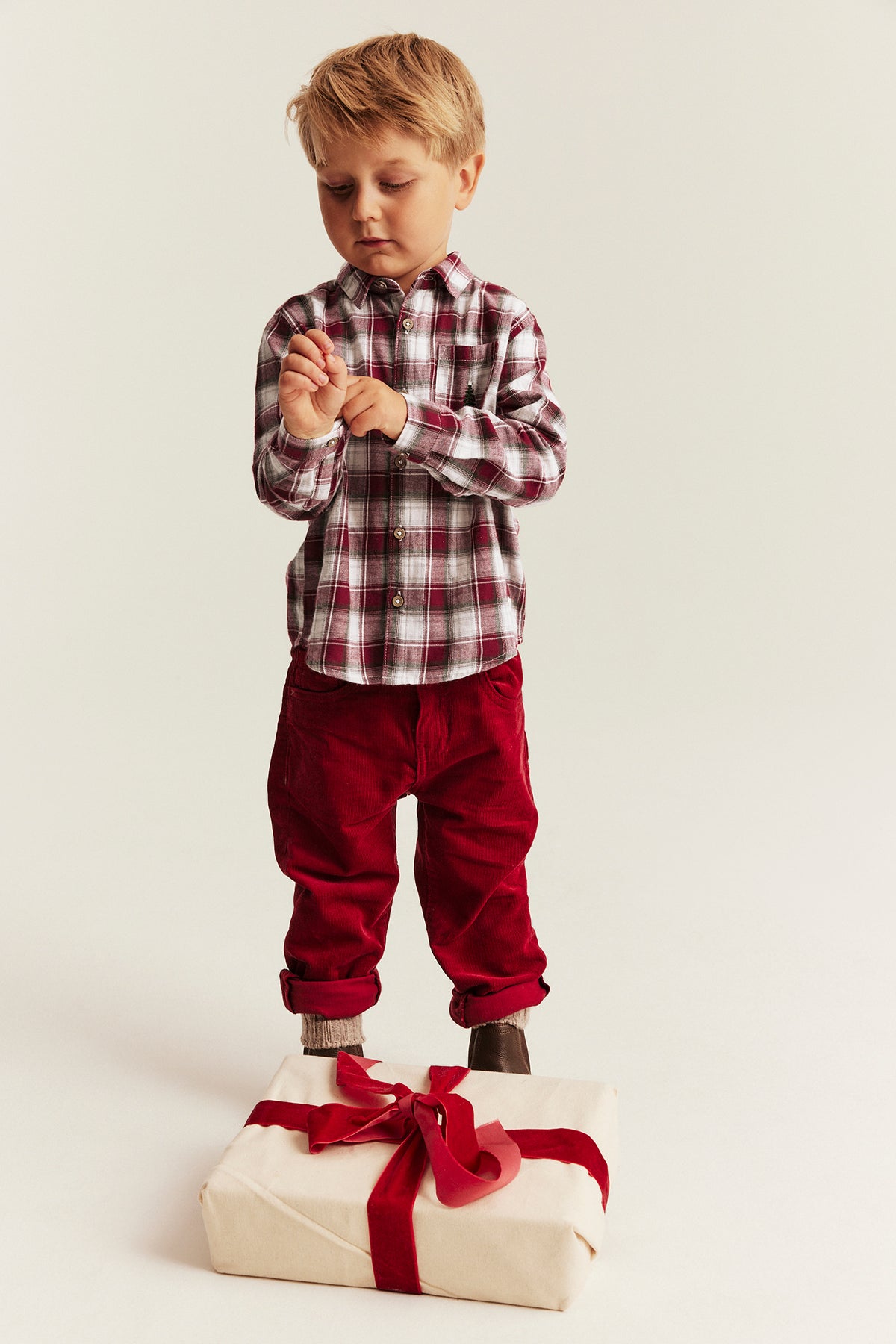 Kids red & white checked Christmas