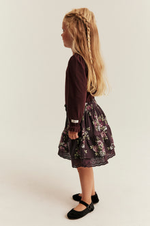 Kids purple floral skirt with frill