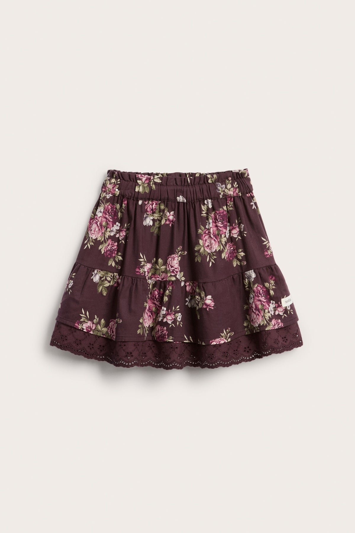 Kids purple floral skirt with frill