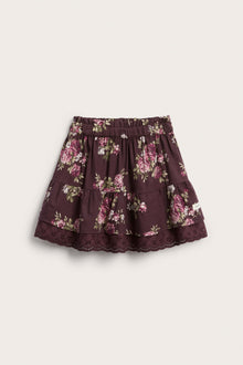 Kids purple floral skirt with frill