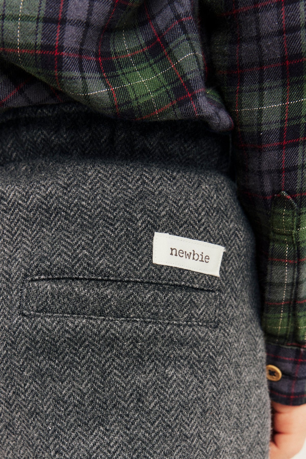 Kids grey herringbone trousers