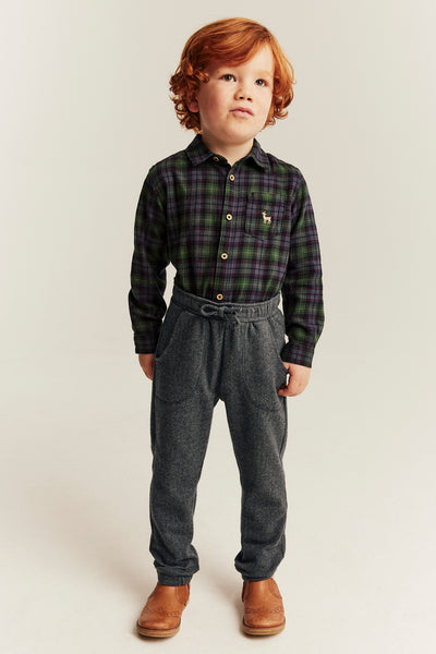 Kids grey herringbone trousers
