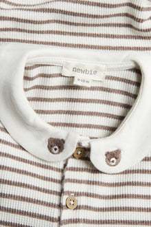 Baby white & brown long-sleeved waffle bodysuit