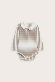 Baby white & brown long-sleeved waffle bodysuit