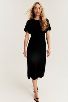 Women's black velvet dress