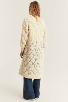 Women's white long knitted cardigan