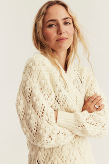 Women's white long knitted cardigan