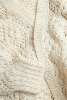 Women's white long knitted cardigan