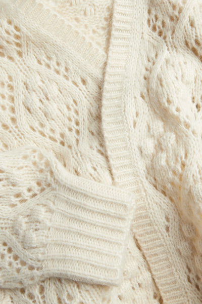 Women's white long knitted cardigan