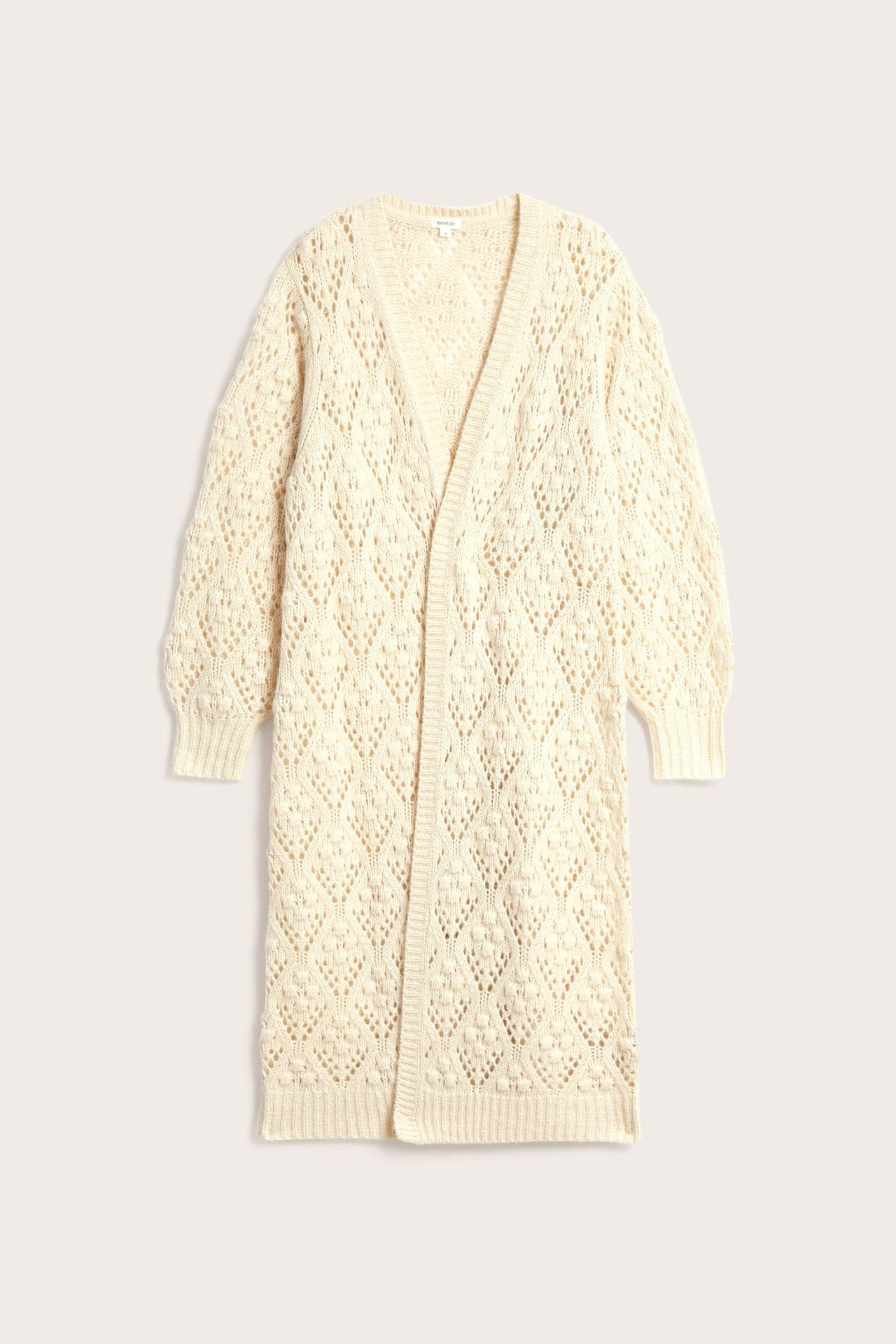 Women's white long knitted cardigan