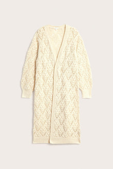 Women's white long knitted cardigan