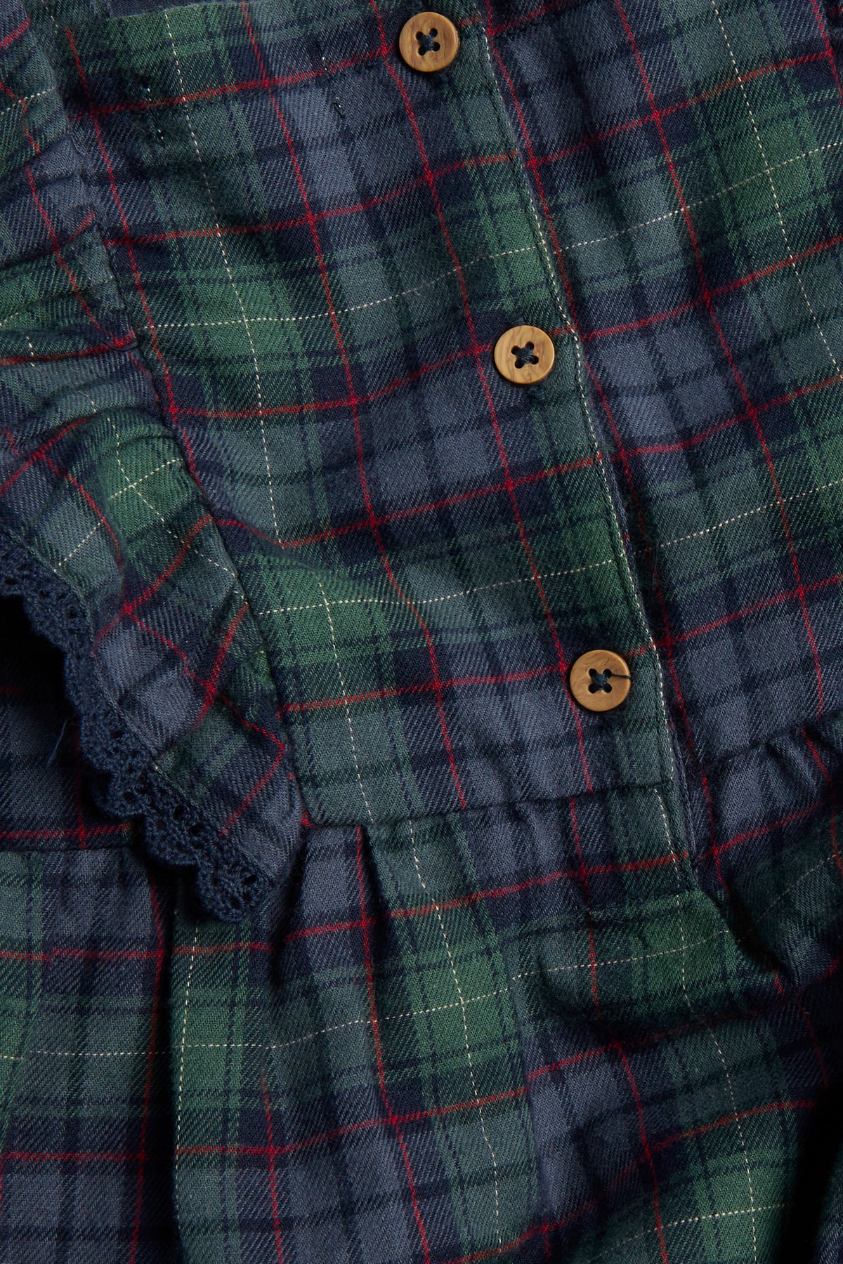 Baby green & blue checked woven pinafore dress