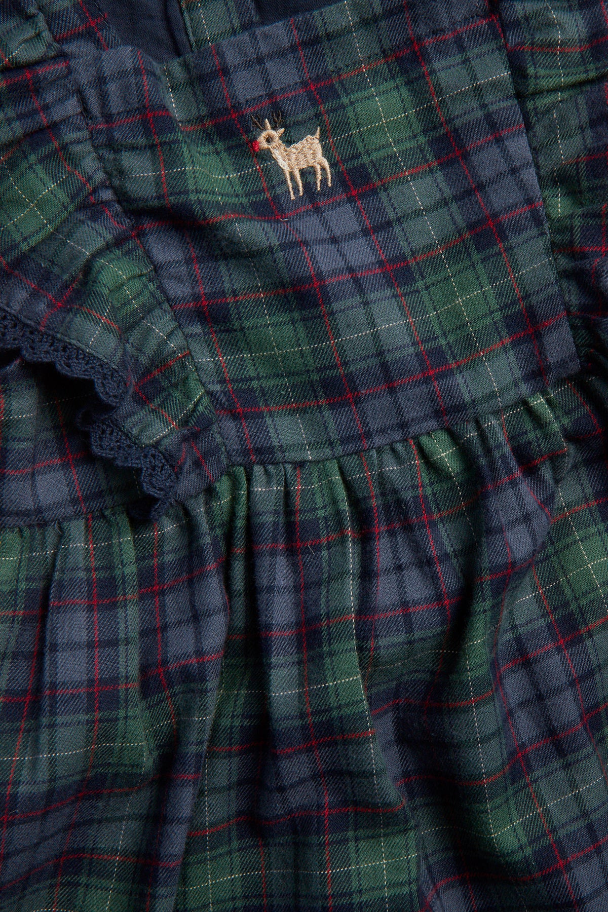 Baby green & blue checked woven pinafore dress