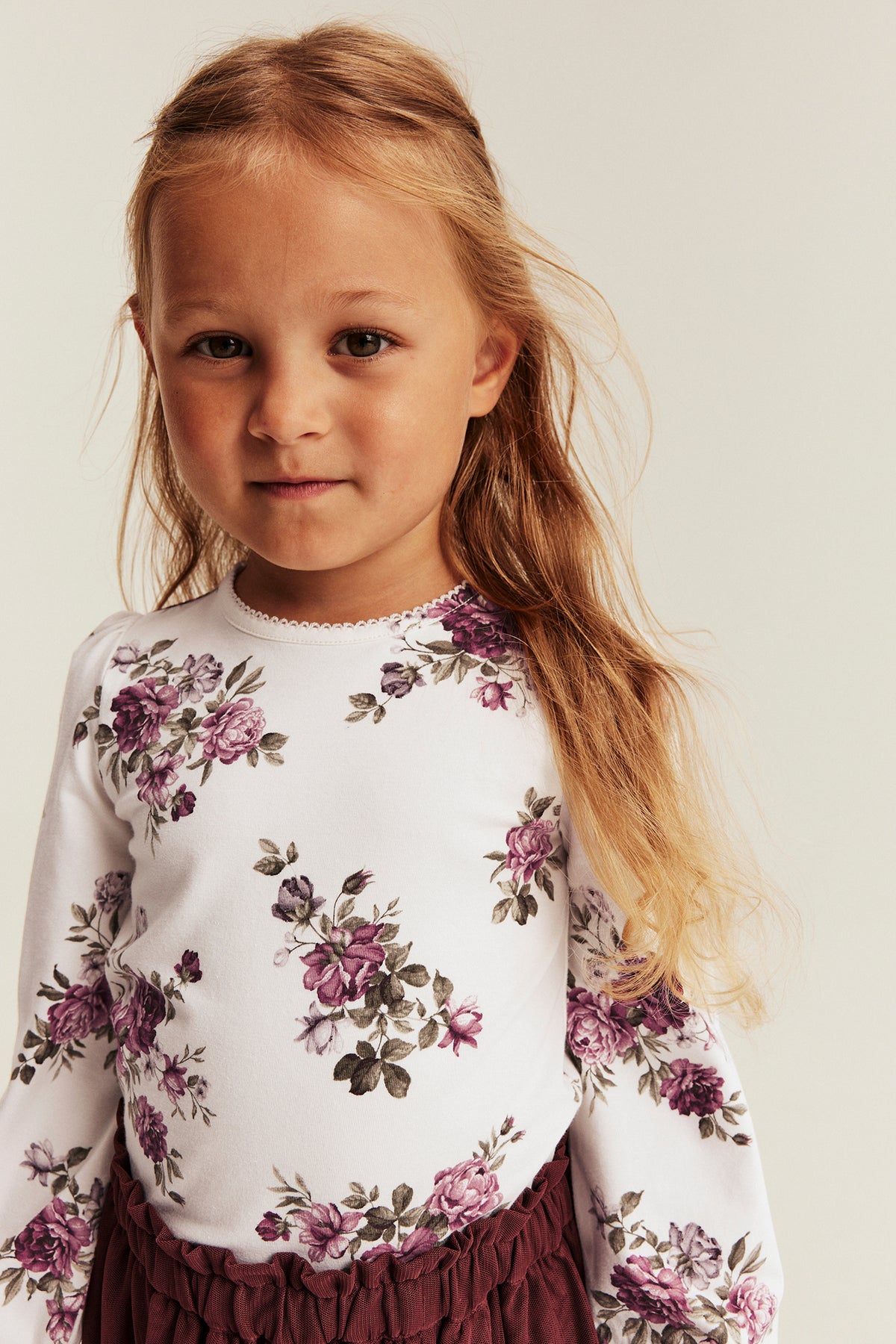 Kids white long sleeve floral top