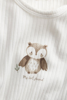 Baby white owl long sleeve bodysuit