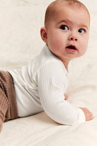 Baby white owl long sleeve bodysuit