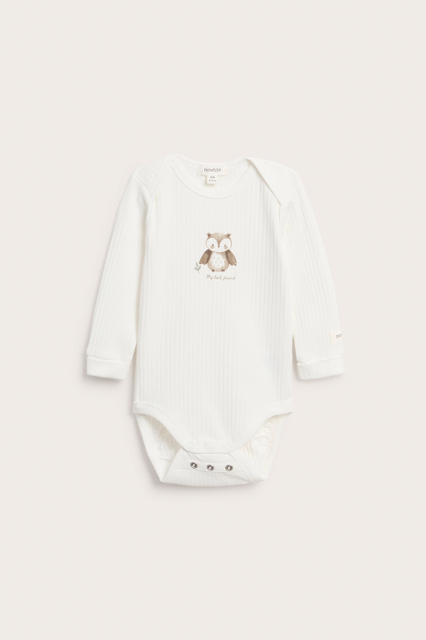 Baby white owl long sleeve bodysuit