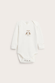 Baby white owl long sleeve bodysuit