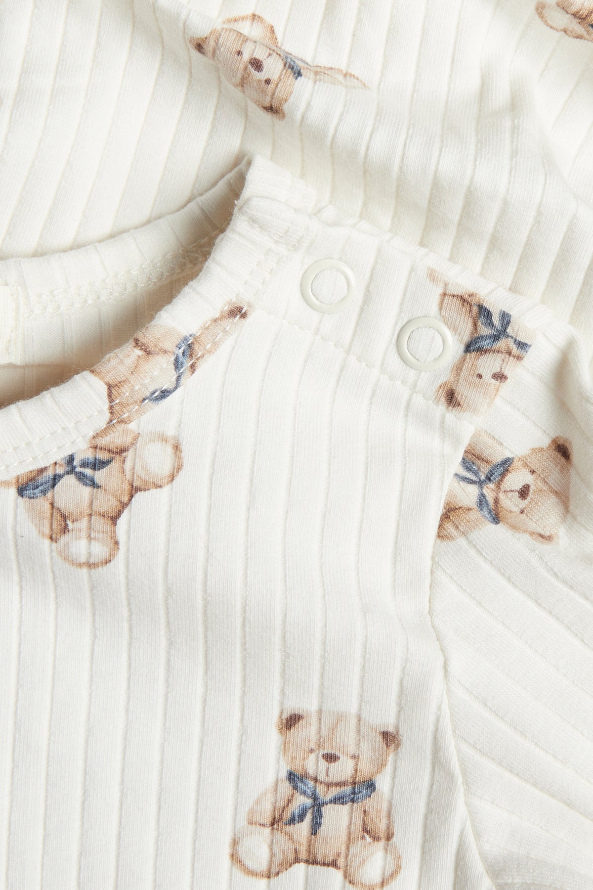 Baby white ribbed bodysuit with teddy bears