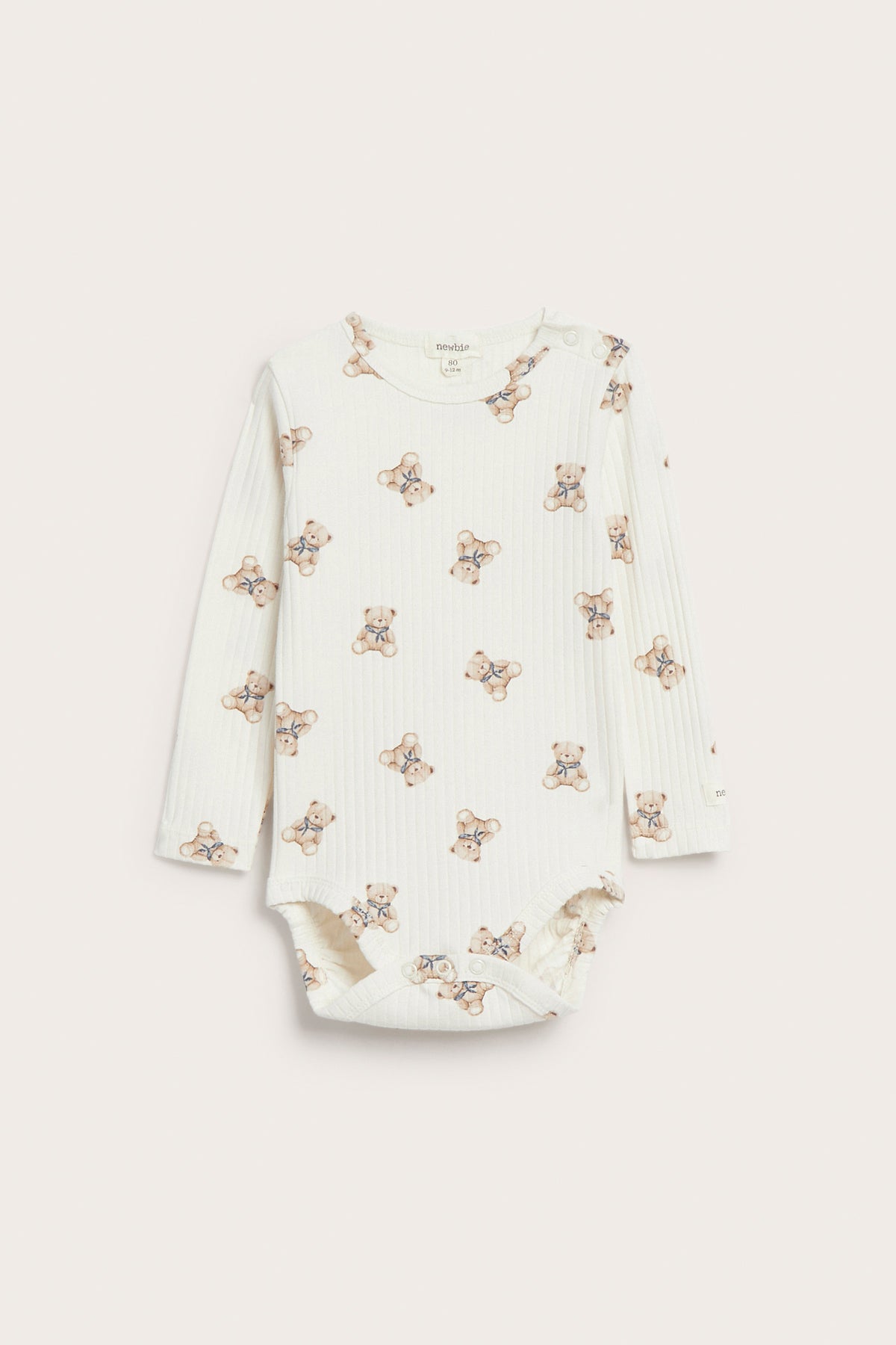 Baby white ribbed bodysuit with teddy bears