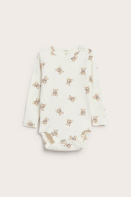 Baby white ribbed bodysuit with teddy bears