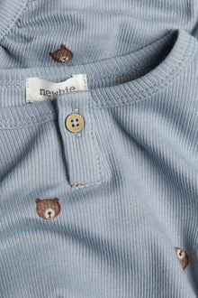 Baby blue long-sleeve ribbed bodysuit with bears