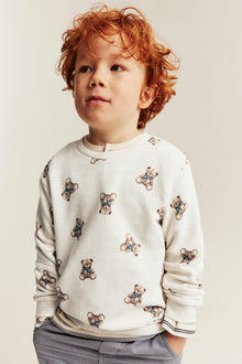 Kids white teddy bear sweatshirt