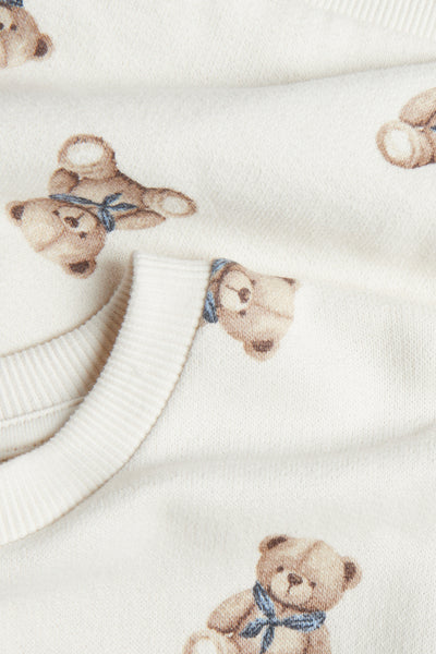 Kids white teddy bear sweatshirt