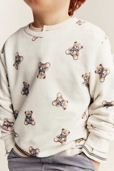 Kids white teddy bear sweatshirt