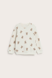 Kids white teddy bear sweatshirt