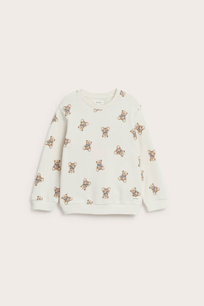 Kids white teddy bear sweatshirt