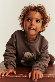 Kids brown sweatshirt with teddy bear detail